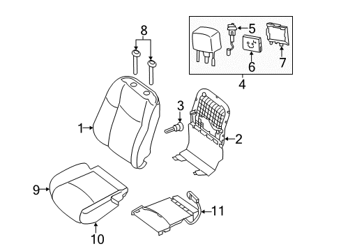 2020 Infiniti QX60 Driver Seat Components Diagram 2