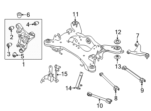 2020 Infiniti Q50 Suspension Components, Lower Control Arm, Upper Control Arm, Stabilizer Bar Diagram 1