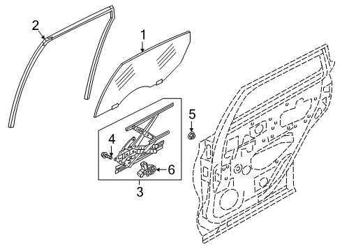 2019 Infiniti QX50 Glass Assy-Rear Door Window,LH Diagram for 82301-5NA2A