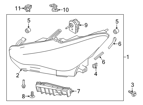 2018 Infiniti Q60 End Rubber-Headlamp,RH Diagram for 26028-5CA1B