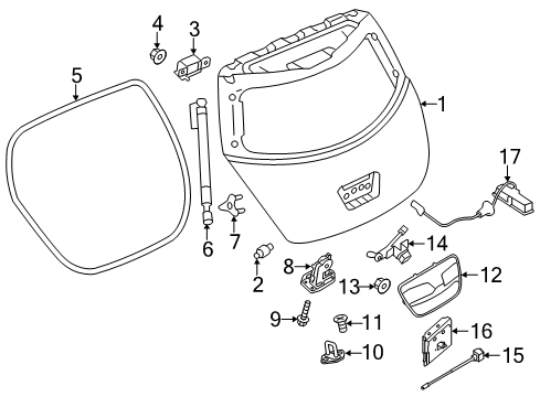 Handle-TAILGATE Diagram for 90606-3NC5A