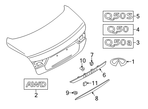 2020 Infiniti Q50 Exterior Trim - Trunk Lid Diagram