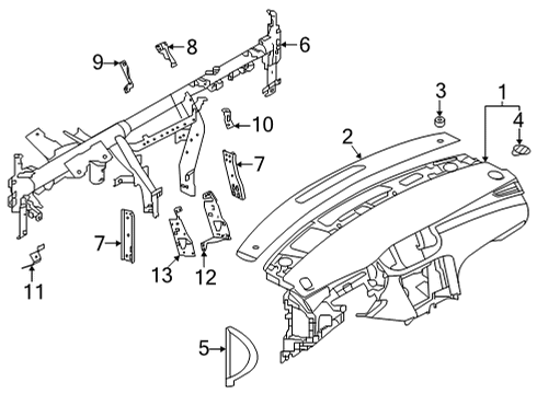 2022 Infiniti QX55 Cluster & Switches, Instrument Panel Diagram 2