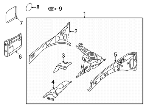 2024 Infiniti QX55 Structural Components & Rails Diagram 2