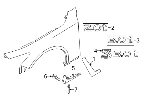 2022 Infiniti Q60 Exterior Trim - Fender Diagram