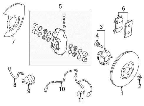 2023 Infiniti Q50 Brake Components Diagram 1