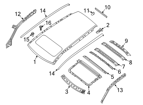 2020 Infiniti QX60 Roof & Components, Exterior Trim Diagram 1