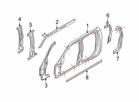 Pillar-Front,Inner Upper LH Diagram for 76231-EB030