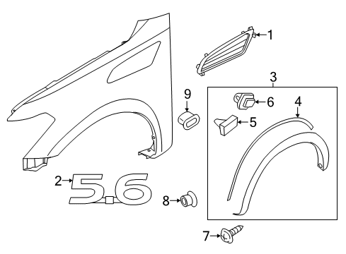 2020 Infiniti QX80 Exterior Trim - Fender Diagram