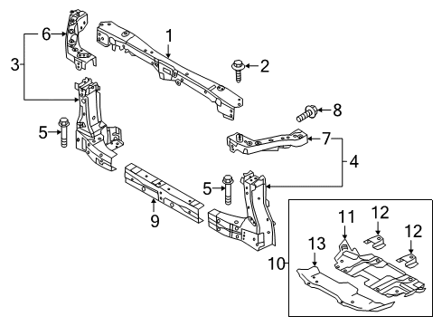 2020 Infiniti QX80 Radiator Support, Splash Shields Diagram