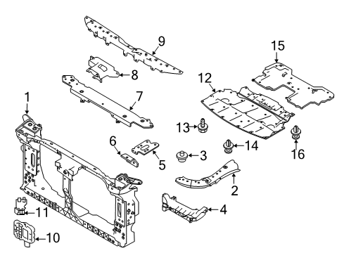 2020 Infiniti Q50 Radiator Support, Splash Shields Diagram