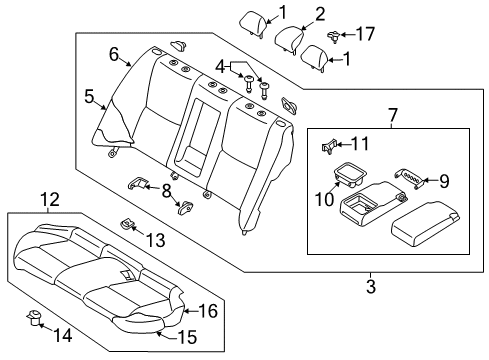 2020 Infiniti Q50 Rear Seat Components Diagram 2
