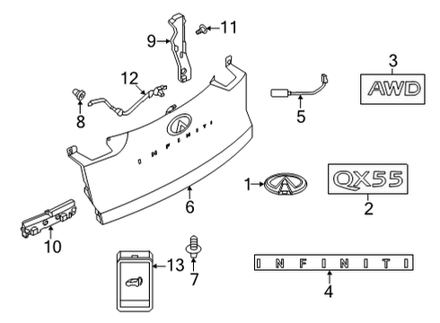 Switch Assy-Back Door Opener Diagram for 25140-6RA0A