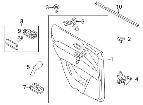 Rear Door Finisher Assembly Right Hand Diagram for 82900-6JR0A