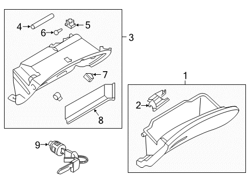 Box Assy-Glove Diagram for 68500-4GF2D