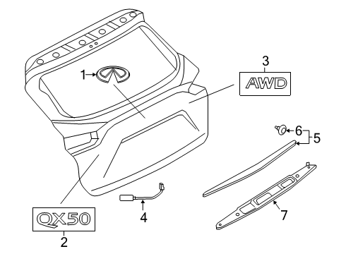 Center Back Door Finisher Assembly Diagram for 90816-5VS1B