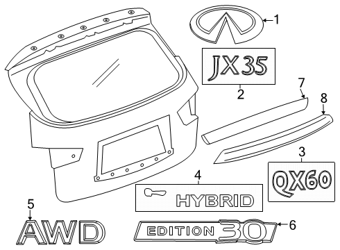 Trunk Lid Emblem Diagram for 84890-9NT0A