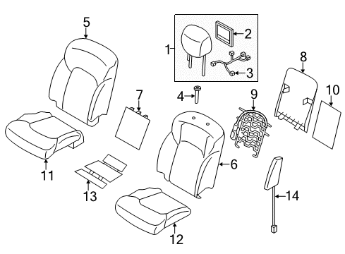 Front Seat Back Trim Assembly Diagram for H7670-1A72B