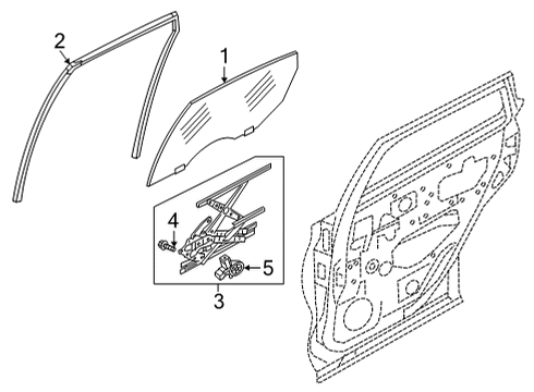 Glass Run Rubber-Rear Door Window,LH Diagram for 82331-5VG0A