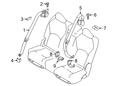 Belt Assembly-Tongue, Pre-tensioner Front Left Hand Diagram for 86885-5VS8A