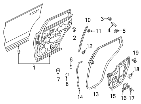 Weatherstrip-Rear Door,LH Diagram for 82831-5VG0A