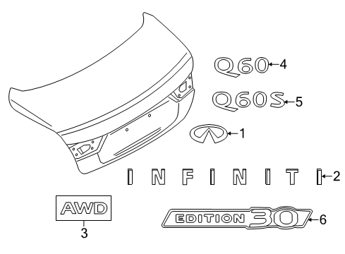 Trunk Lid Emblem Diagram for 84896-5CR0A