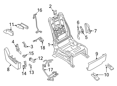 Front Seat Frame & Adjuster Assembly Right Hand Diagram for 87101-6JR9A