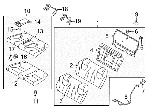 CUSHION ASSY REAR SEAT Diagram for 88300-5DV5C