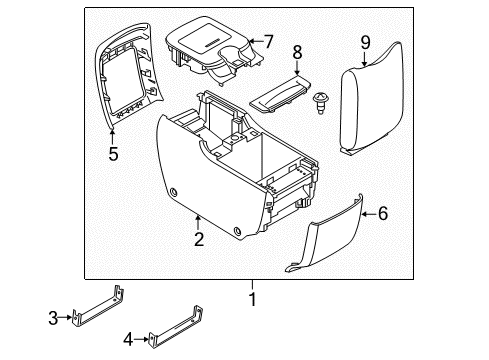 Rear Console Assembly Diagram for 96950-6JE0B