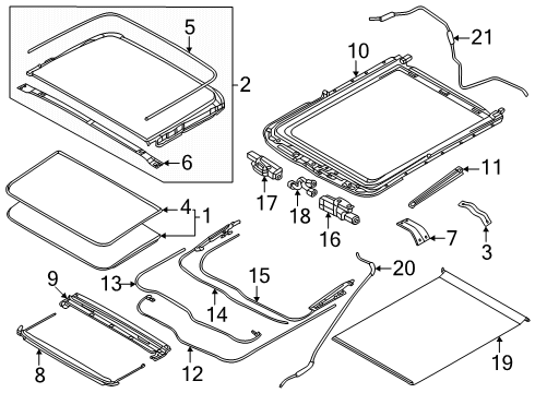 GLASS ASSY-SUNROOF,REAR Diagram for 91604-7JA0A