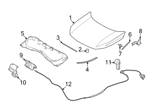 STAY ASSY-HOOD,RH Diagram for 65470-6SA1A