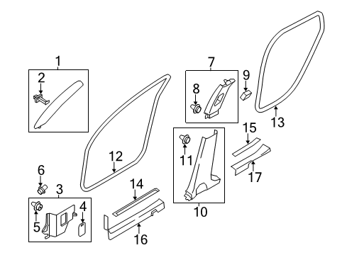 Body Weather Strip Rear Right Hand Diagram for 76923-1MA0C
