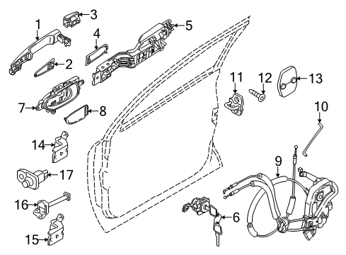 Front Door Outside Handle Escutcheon Right Hand Diagram for 82646-1LA0A