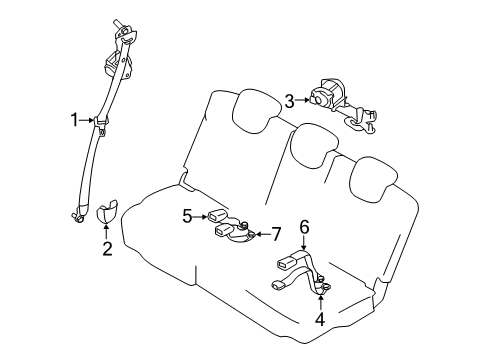 Belt Assembly-Tongue, Pre-tensioner Front Right Hand Diagram for 86884-6JR1A