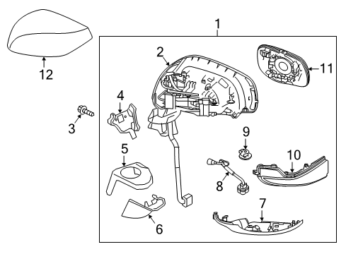 Door Mirror Assembly Right Hand Diagram for 96301-5DV0A