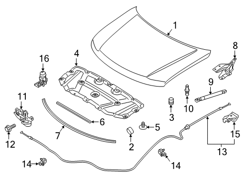 Stay Assy-Hood,LH Diagram for 65471-6GW0B