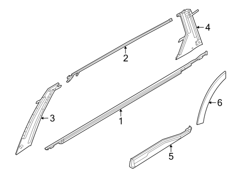 Rear Door Moulding Left Hand Diagram for 82877-6SA0A