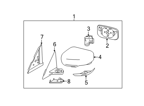 Power Fold Unit-Mirror,RH Diagram for 96370-1MA0B