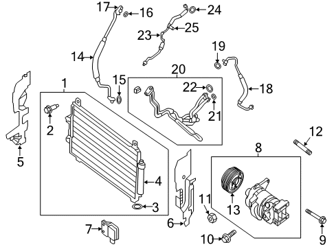 Condenser & Liquid Tank Assembly Diagram for 92100-9PS0A