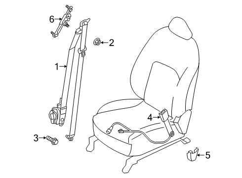 Belt Assembly-Tongue, Pre-tensioner Front Right Hand Diagram for 86884-9CN8A