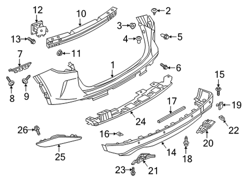 Rear Bumper Fascia Kit Diagram for 85022-5NA0J