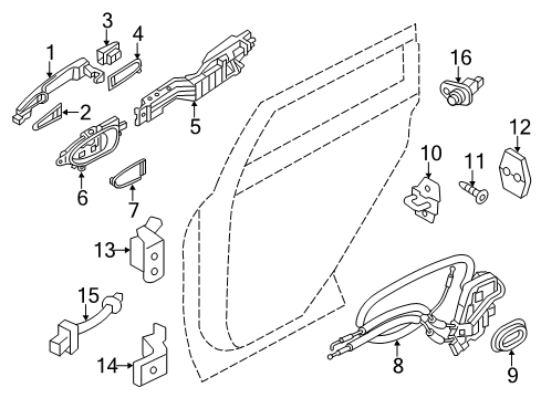 Lock & Remote Control Assembly-Rear Door, RH Diagram for 82500-6JF0A