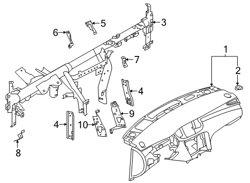 Instrument Panel & Pad Assembly Diagram for 68200-5VS0B