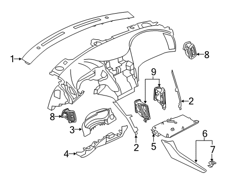 Instrument Pad Assembly Diagram for 68210-6HN1D