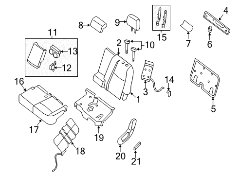 2nd Seat Cushion Trim Assembly Left Hand Diagram for 88370-3JA0C