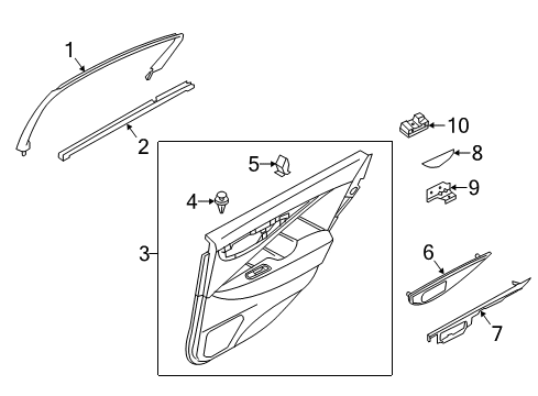 WEATHERSTRIP-REAR DOOR INSIDE,LH Diagram for 82835-4GA0B