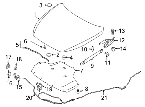 STAY ASSY-HOOD,LH Diagram for 65471-5CA1A