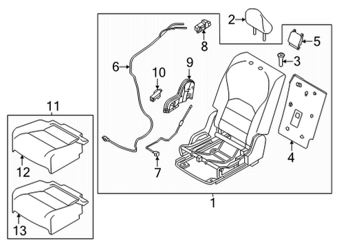 Rear Seat Cushion Assembly Right Hand Diagram for 88300-5VH5D