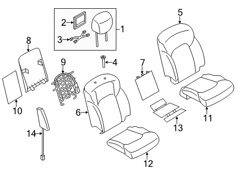 Front Seat Back Trim Assembly Diagram for 87620-6JB1D