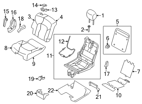 2nd Seat Back Trim Assembly Right Hand Diagram for H8620-1A70C